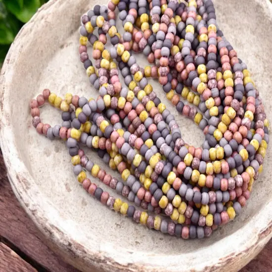 4/0 Aged Matte Cherry Blossom Picasso Mix Seed Beads (20"Strand) {4}