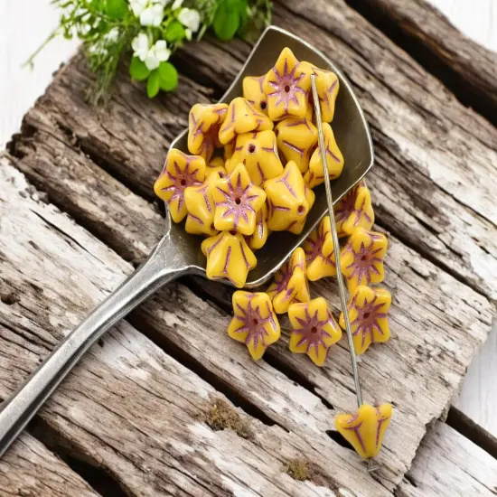 *25* 6x9mm Pink Washed Opaque Sunflower Bell Flower Beads {3}
