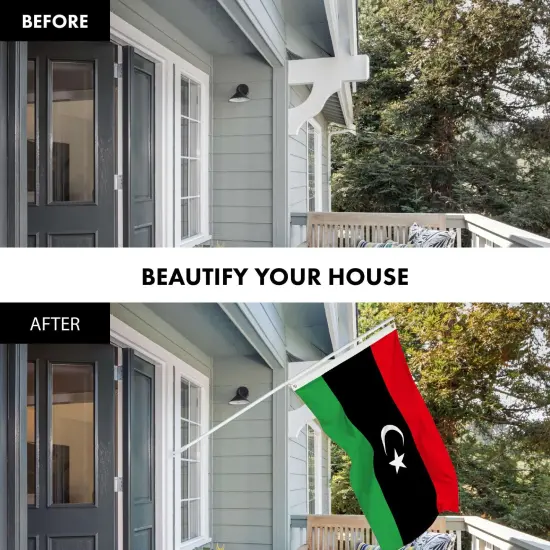 G128 Combo Pack: 6 Ft Twist Free Aluminum Spinning Flagpole (White) & Libya Flag | 3x5 Ft | LiteWeave Pro Series Printed 150D Polyester | Pole with Flag Included {3}