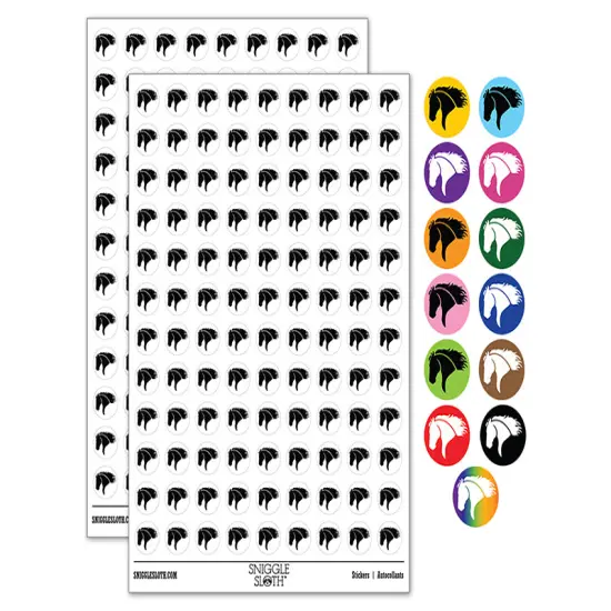 Wild Horse Head Mane Blowing 200+ 0.50" Round Stickers Rainbow {1}