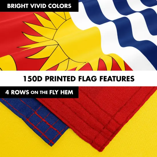 G128 Combo Pack: 6 Ft Tangle Free Aluminum Spinning Flagpole (Silver) & Kiribati I-Kiribati Flag 3x5 Ft, LiteWeave Pro Series Printed 150D Polyester | Pole with Flag Included {5}