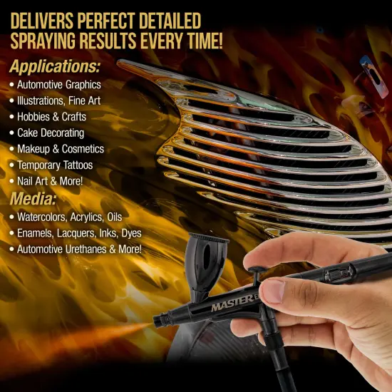 Cool Runner II Dual Fan Air Storage Tank Compressor System Kit, Master Elite Plus Elite Performance Airbrush Set, 6 Color Acrylic Paints {4}