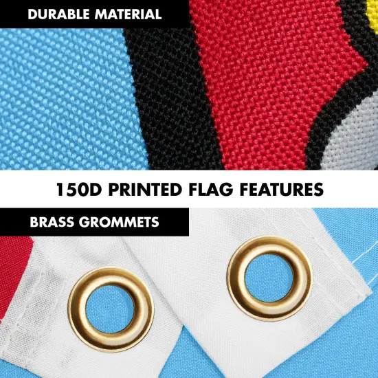 G128 Combo Pack: 6 Ft Tangle Free Aluminum Spinning Flagpole (Silver) & Fiji Fijian Flag 3x5 Ft, LiteWeave Pro Series Printed 150D Polyester | Pole with Flag Included {4}