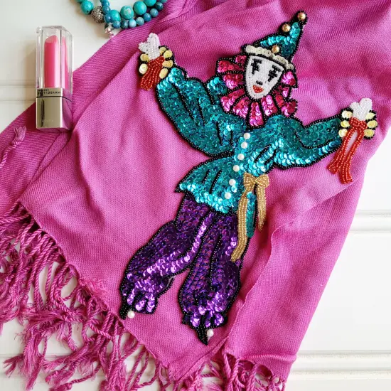 10" x 7 1/4" Mardi Gras Juggler Sequin Applique/Patch {3}