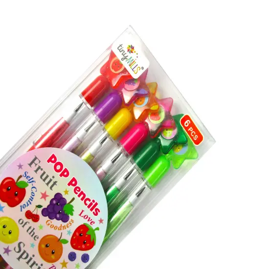 Fruit of the Spirit Stackable Multi Point Pencils - Set of 6 {6}