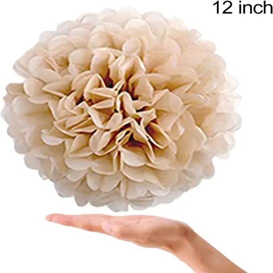 Tissue Paper Pom Poms Paper Flower 22 Pcs Champagne, Ivory, White, Peach for Birthday Bachelorette Wedding Baby Shower Bridal Shower Party Decoration {4}