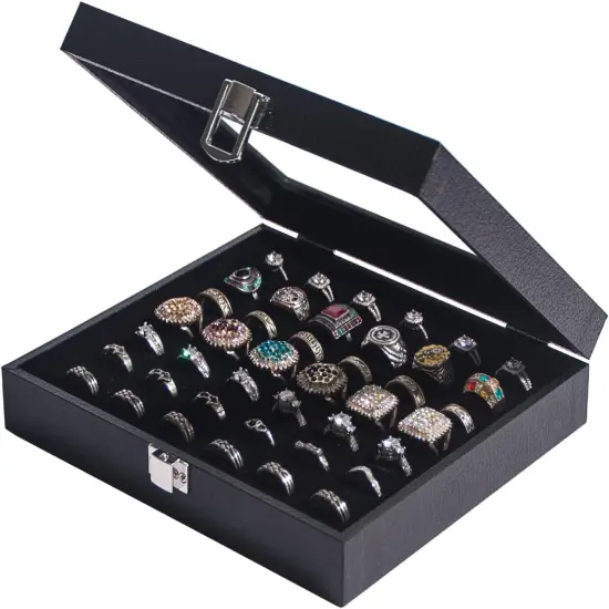 Ring Organizer Display Case Black Jewelry Storage {1}