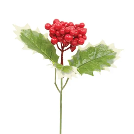 Holly and Berries Pick 9.5 Inch Christmas Winter Floral Decoration {2}