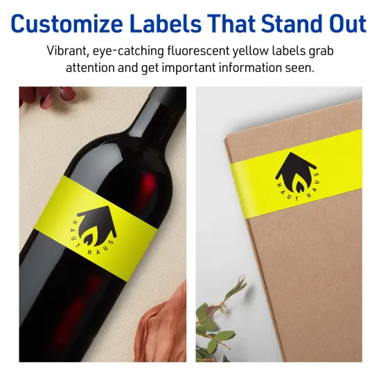 Avery Neon Yellow Paper Labels, 2.25" x 7.75" Rectangle {3}