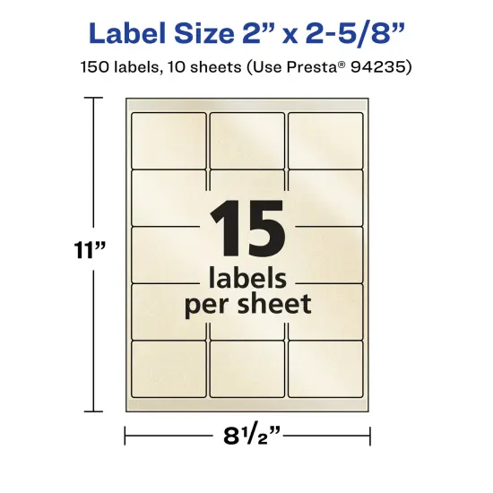Avery Pearlized Ivory Rectangle Labels with Sure Feed Technology, 2" x 2-5/8" {5}