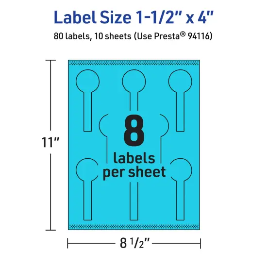 Avery Bright Blue Paper Labels, 1.5" x 4" Lollipop {5}