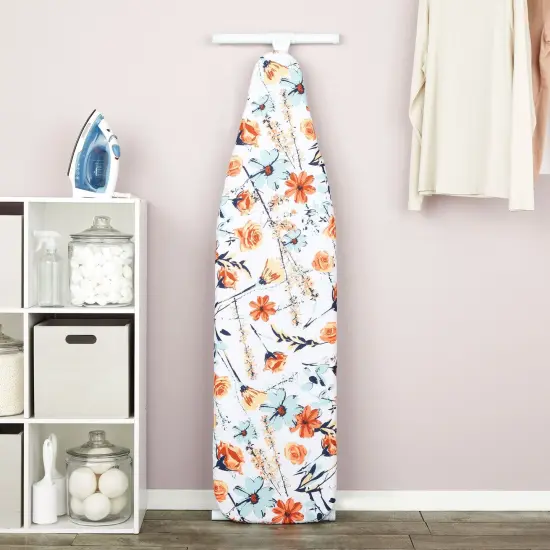 Ironing Board Cover with Floral Print Padding, Drawstring, Standard Size (15 x 54 in) Multicolor {3}