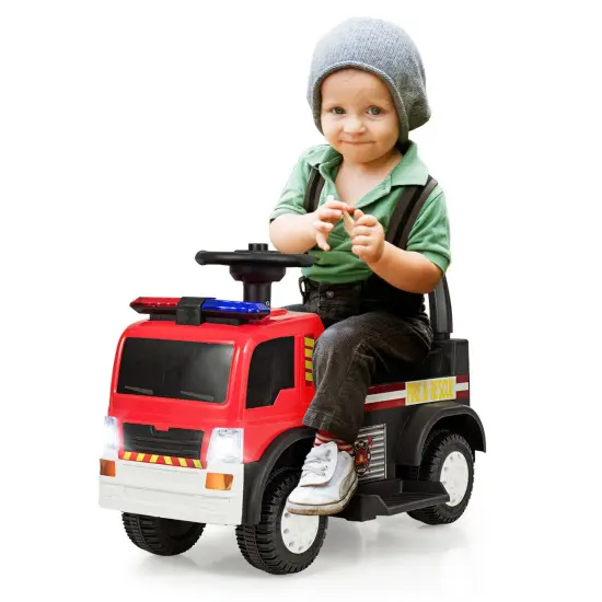 Costway Kids 6V Ride On Fire Truck Fire Engine Battery Powered w/ Siren {1}