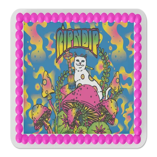 Whimsical Practicality's Rip N Dip Lord Nermal with Shrooms Edible Icing Image Cake Topper {3}