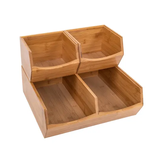 Seville Classics 3-Piece Stackable Bamboo Bin Set {6}