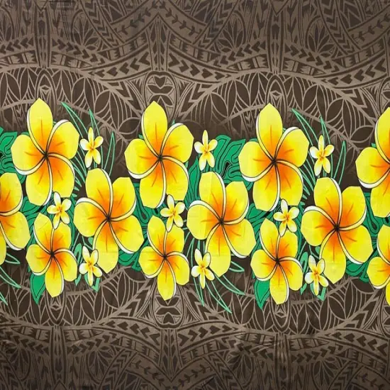 Plumeria Print Sarong, 100% Polyester Fabric, 45"W x 67" L Brown {1}