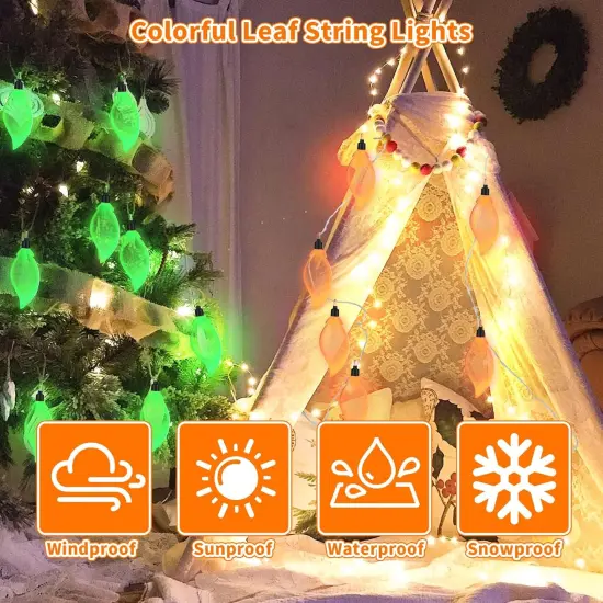 Leaf String Light - 9.84 Ft 10 Led (Colored 2Pack) {5}