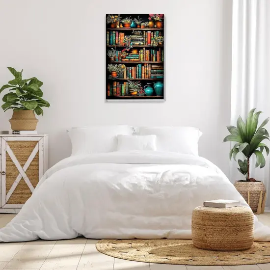 Framed Paint by Numbers Bookshelf for Adults Beginners, 8x12in {5}