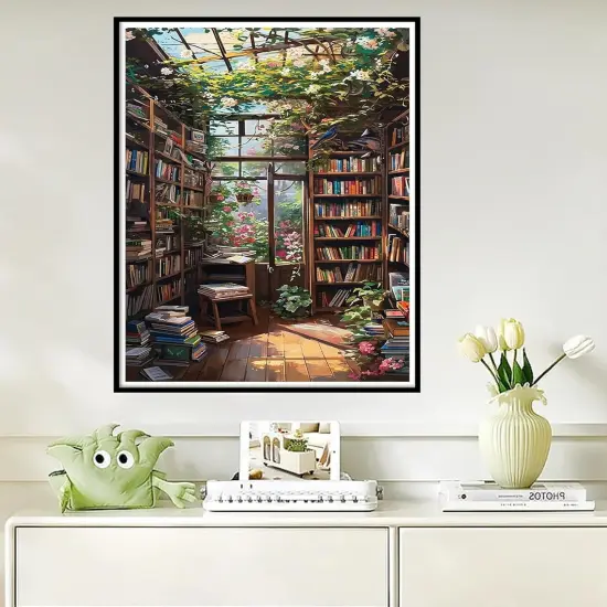 Bookshelf Paint by Number Adults-Paint by Number Canvas 16x20inch(with Gifts Box) {3}