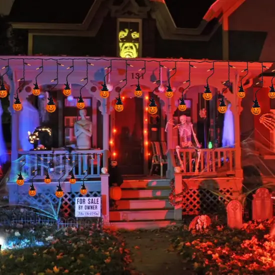 7FT LED Pumpkin Curtain Lights {2}