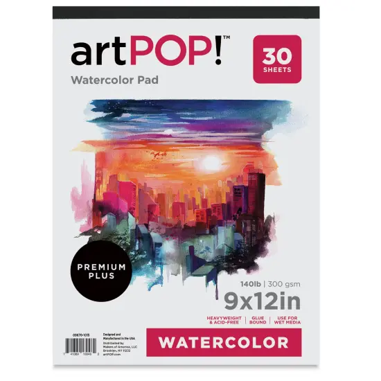 artPOP! Watercolor Pad, 9" x 12", 30 Sheets, Acid-Free Paper, 140lb (300gsm), Perfect for Most Wet & Dry Media, Ideal for Beginners, Students, Artists {3}