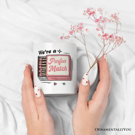 We're a Perfect MatchMug for Couple, Retro Cute Gift {2}
