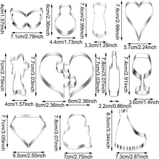 12 Piece Heart Shaped Cookie Cutter Set Stainless Steel for Valentine's Day {6}
