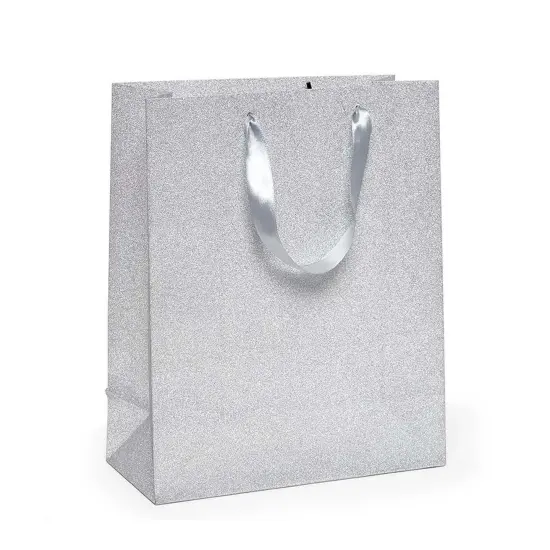 Stylish Glitter Grain Euro Totes Luxe Size 10 1/4'' x 4 3/4'' x 12 5/8'' Silver {2}