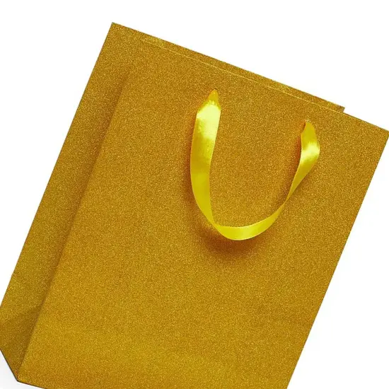 7'' x 3 7/8'' x 9 1/16'' Glitter Grain Totes for Elegant Presentation Gold {5}