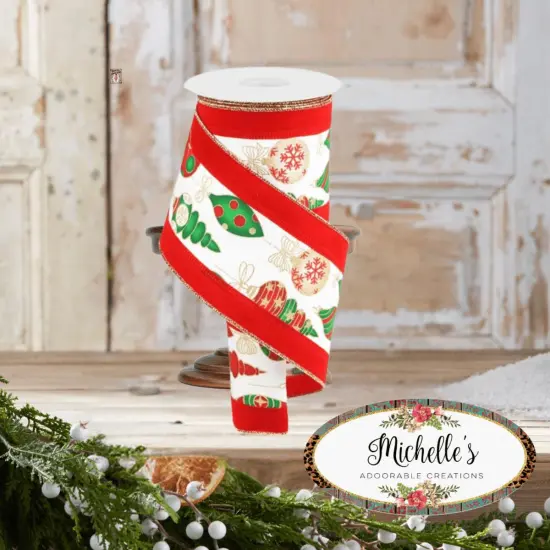 4" Ornaments Velvet Edge Ribbon: White (10 Yards) {2}