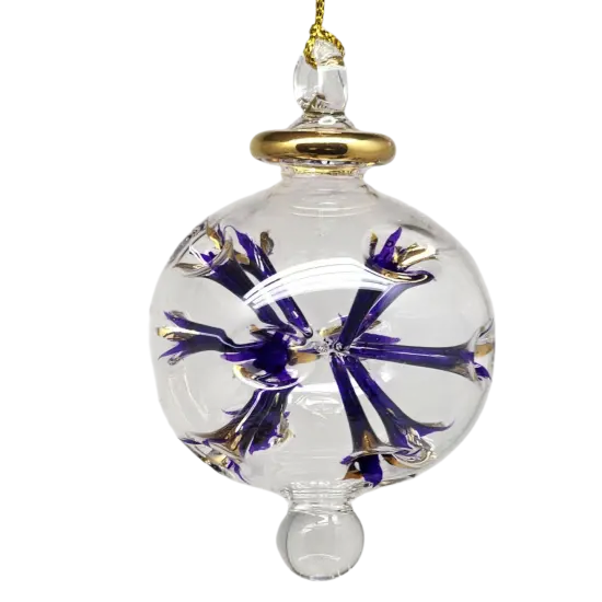 Blown Glass Pierced Starburst Ornament - Purple {4}