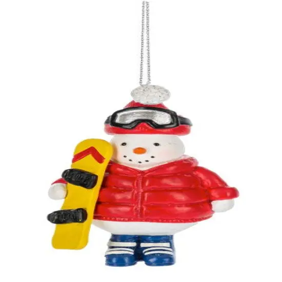 Snowboarder Snowman Ornament {1}