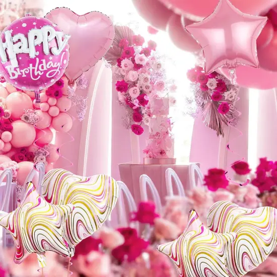 Happy Birthday Decorations Pink Balloons - Happy Birthday Balloons Pack Of 10 Foil Helium {2}