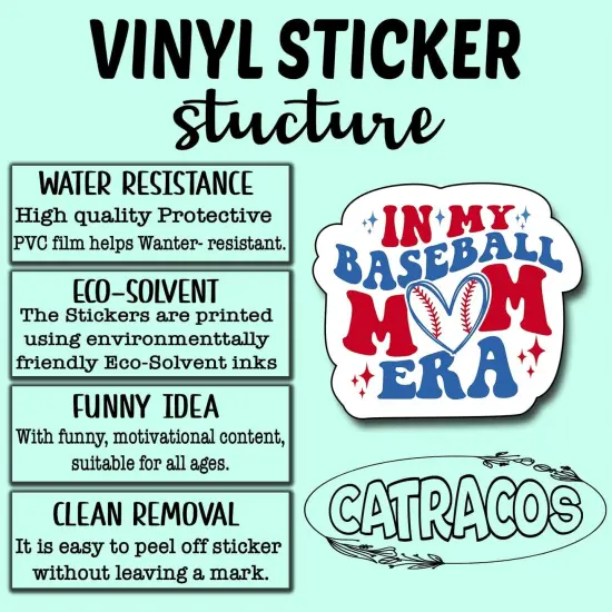(3Pcs) in My Baseball Mom Era Sticker, Decal Gifts Mama Decorate Books Laptop Phone Water Bottles Kindles Stickers Tumbler Sticker Waterproof Vinyl Decorate Sticker 3" Inch {4}