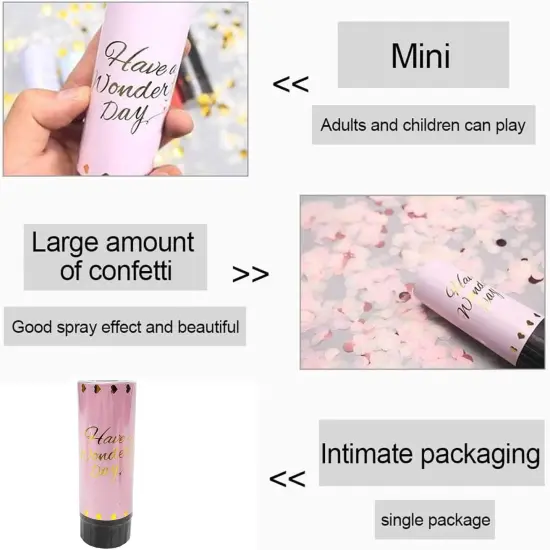 Pink Confetti Party Confetti Cannon, 6 Pack Mini Party Poppers Pink Confetti Cannon Shooters Biodegradable Confetti for Wedding Kids Birthday Party Supplies {4}