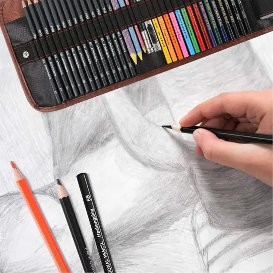 Sketching Pencil Set Drawing Pen Charcoal Sketch Kit Cover Graphite Charcoal Watercolor Pencils Paper Erasable Pen Beginners Artist Children and Adults(39pcs Art Supplies) {3}