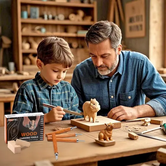 Wood Carving Tools Kit for Beginners 23pcs Hand Carving Knife Set Craft Engraving Supplies Include All-Purpose Cutting Knife and with Cut Resistant Gloves for Kids Adults Woodcrafts DIY {5}