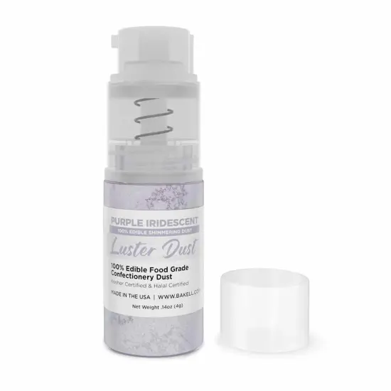 Bakell - Purple Iridescent Luster Dust (4g, 1x Pump) Edible Vegan Dust & Paint for Baking, Desserts and Beverages {5}
