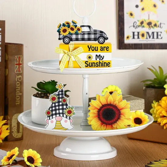 6 Pcs Sunflower Table Decorations Summer Tiered Tray Decor {5}