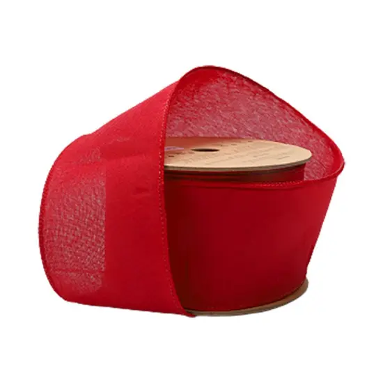 LaRibbons 2 1/2" Wired Ribbon | Dark Red Linen | 10 Yard Roll {1}