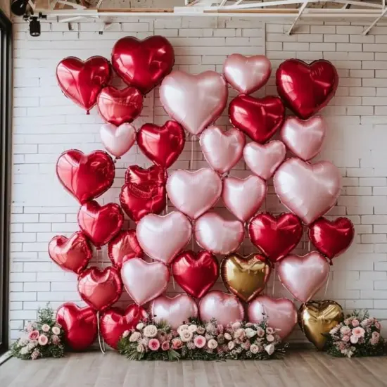 Pink Red Heart Balloons, 18 Inch Light Heart Foil Shape Balloon, 12PCS Pearl Red Pink Helium Mylar Love Balloon for Birthday Bridal Shower Engagement Wedding Valentine Party Decorations {3}
