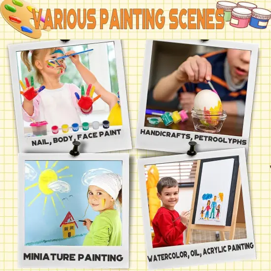 140 Pcs Mini Acrylic Paint Set for Kids, 12 Colors Washable Acrylic Paint Strip with 5 Paint Tray for Kids&Adults Craft Paint {4}