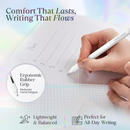 Retractable Gel Pens - 0.5mm Tip Gel Pens for Journaling, White Barrels, Silent Clicker, Smooth Writing, Quick-Dry Ink, Gel Pen Set {3}