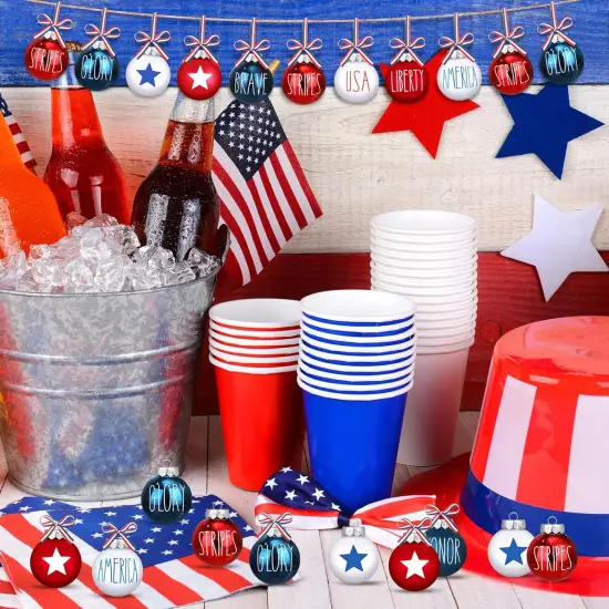 12 Pcs 4th of July Ornaments for Tree 2.4 Inch Patriotic Balls Decorations Red White and Blue Memorial Day Decor {5}