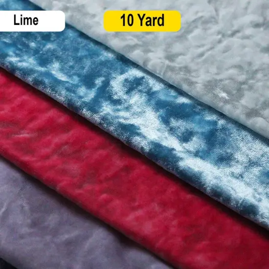 Crushed Velvet Luxurious Poly Spandex Fabric Lime {1}