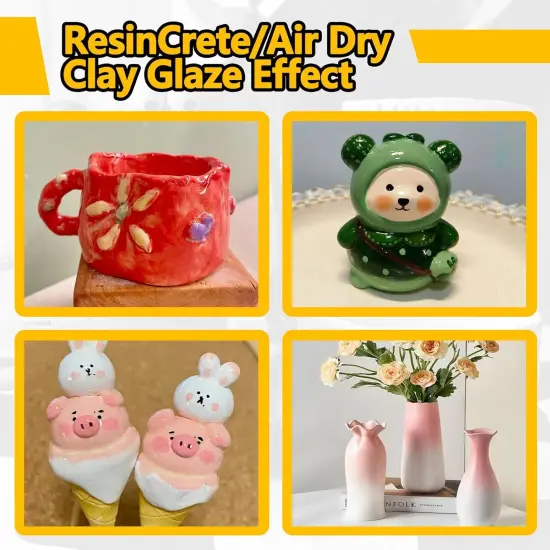 Air Dry Clay Glaze, Clay Varnish for Air Dry Clay/Polymer Clay Sealer, ResinCrete, Varnish for Pottery&Acrylic Paint, Waterproof & Stain Resistant, Design for Air Dry Clay Pottery (Clear Matte, 6OZ) {6}