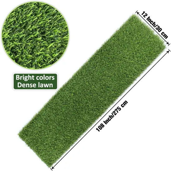 Grass Table Runner 12 x 108 Inch Artificial Grass Carpet Rug Green Synthetic Table Runners Thickly Fake Grass Table Runner for Family Christmas Tabletop Decor Golf Party Decorations Baby Shower {3}
