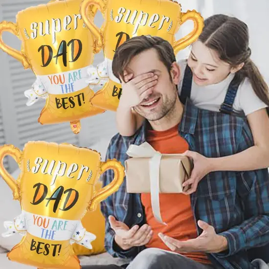 Trophy Balloon Father's Day Balloons Foil Balloons for Father's Day Themed Party Happy Father's Day Party Supplies Decorations Party Sets-3 PCS {5}