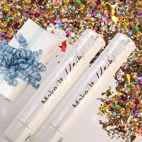 Confetti Cannon Party Poppers - Shredded Multicolor Confetti Poppers - 2 Pack - Party Cannons Shooters Gun for Wedding, Birthdays, Celebrations {1}