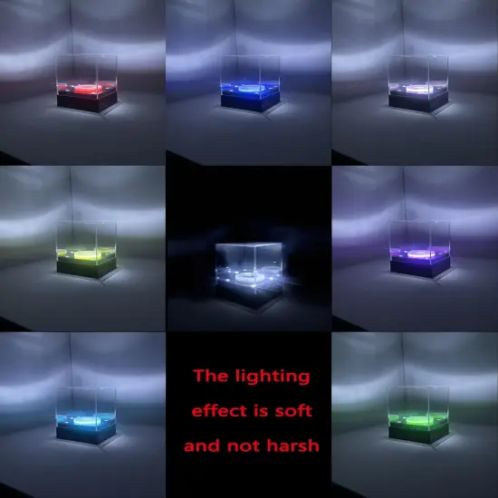 LED Baseball Display Case for Signed Baseballs & Memorabilia &ndash; Clear Acrylic Showcase with Multi-Color Lighting, Dual Power (Battery/USB), Stable Base &ndash; Ideal for Collectors, Black {2}